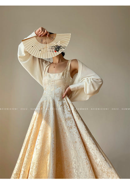 Aconiconi｜Twilight Cloud Gilded French Temperament Light Luxury Dress