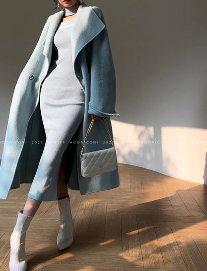 Aconiconi｜Dark Night & Sea Waves Double-Sided Wool Coat