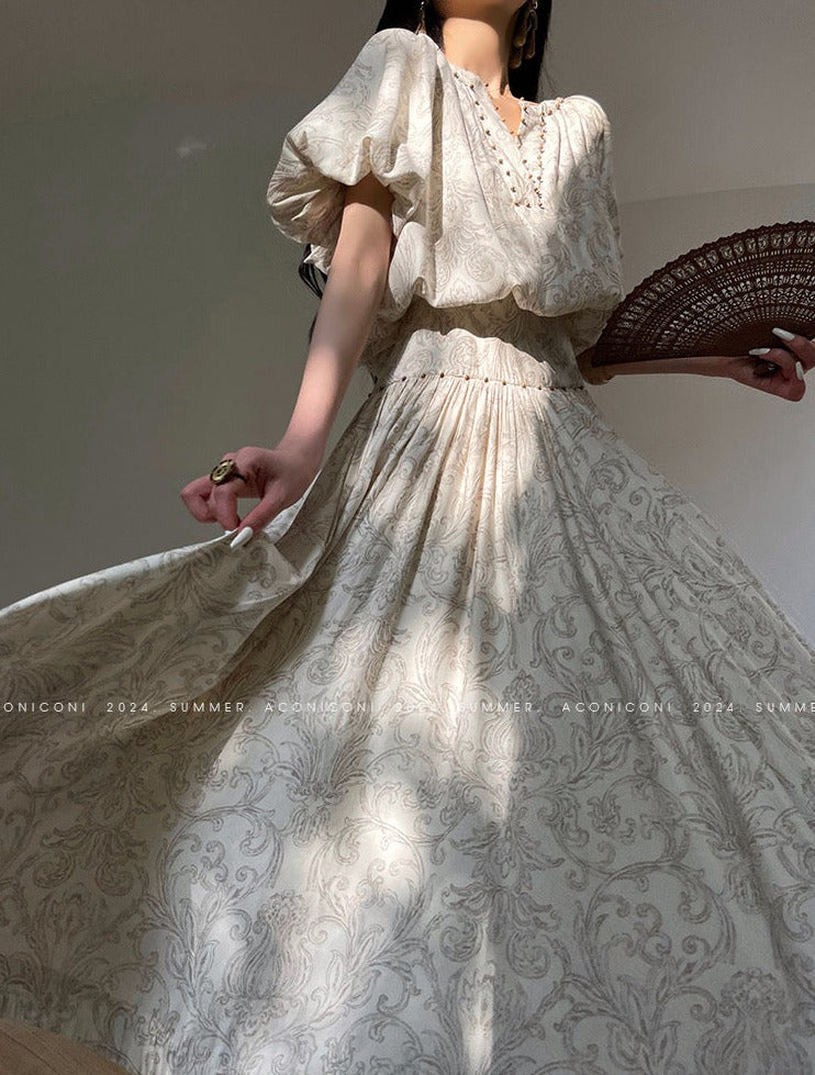 Aconiconi｜Lila Luxe Retro Style Summer Dress