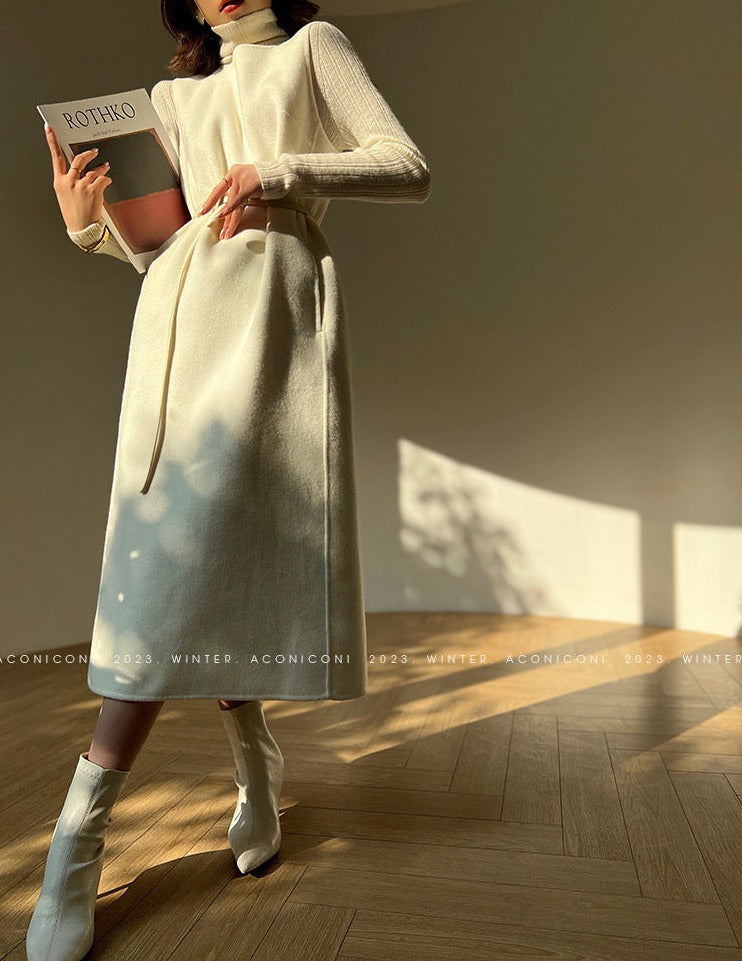 Aconiconi | Elegant  Wool Coat & Dress  Set