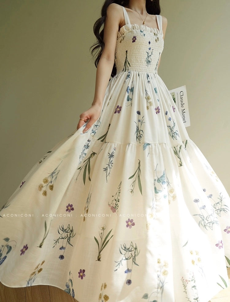 Aconiconi | Ivory Meadow Floral Long Dress