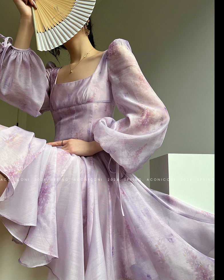 Aconiconi | Purple Garden Cloud Romantic Dress