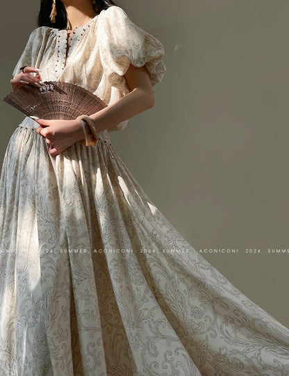 Aconiconi｜Lila Luxe Retro Style Summer Dress