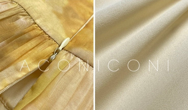 Aconiconi｜Midsummer Citron Puff Sleeve Elegant Dress