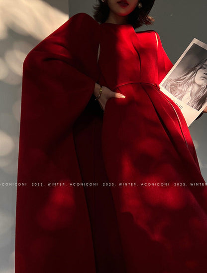 Aconiconi | Elegant  Wool Coat & Dress  Set