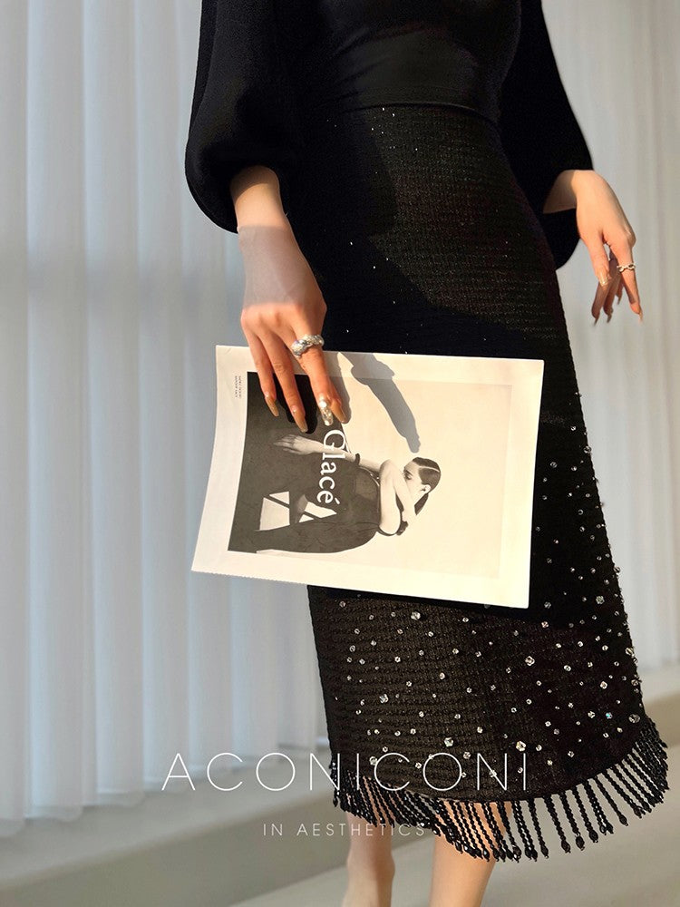 Aconiconi｜Light diamond shimmer wool dress