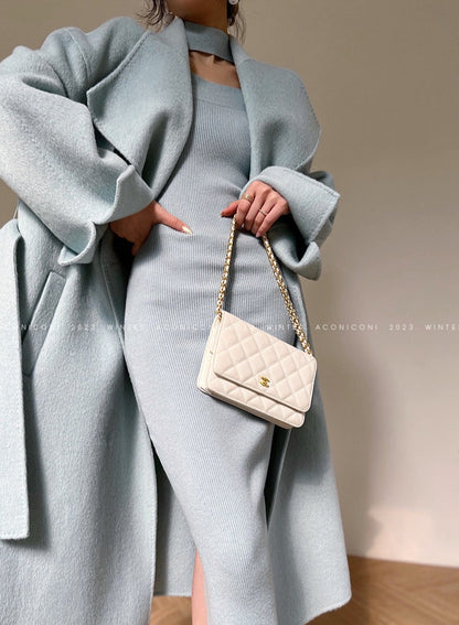 Aconiconi｜Dark Night & Sea Waves Double-Sided Wool Coat