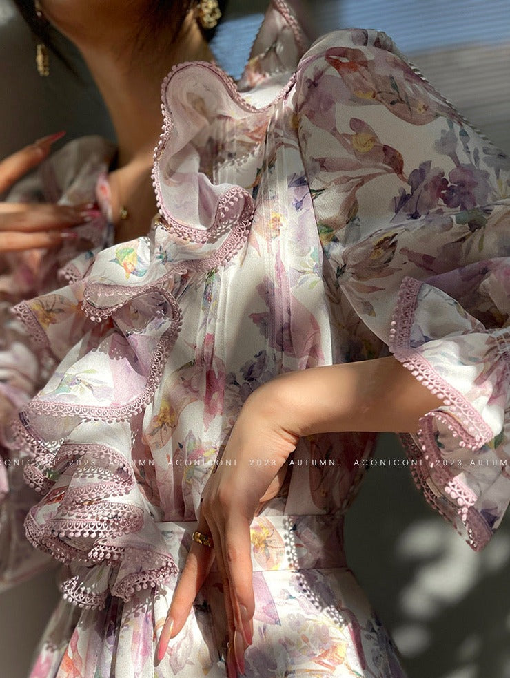 Aconiconi｜Crape Myrtle Floral Feminine Suit
