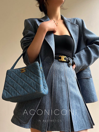 Aconiconi | Pink and Denim Skirt Suit