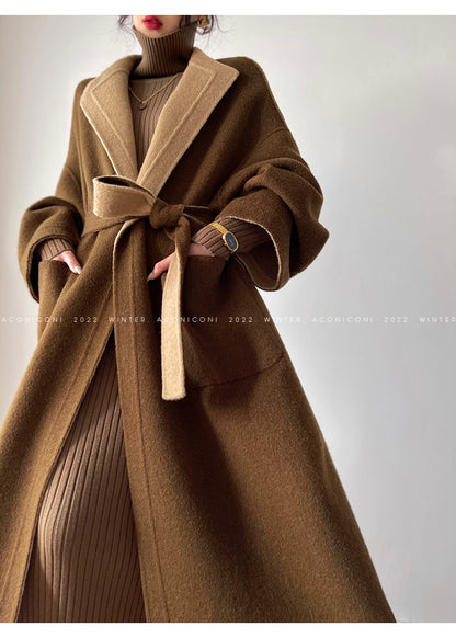 Aconiconi｜ Turtleneck and V-neck Knitted Long Slim Fit Dress