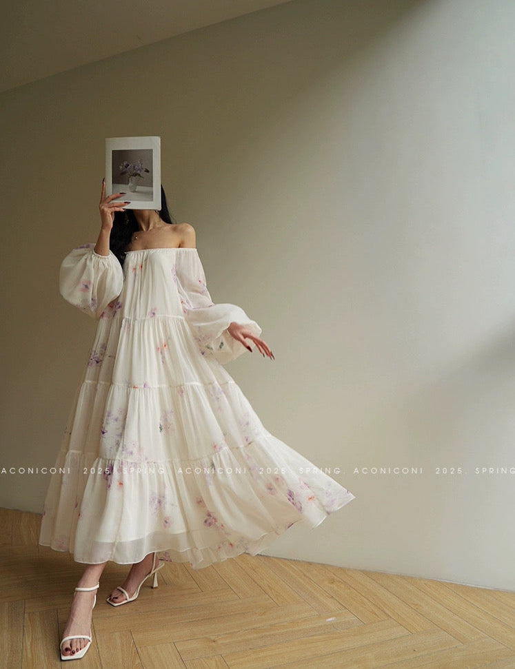 Aconiconi | Lilac Poem Long Flowy Dress