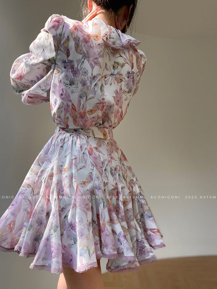 Aconiconi｜Crape Myrtle Floral Feminine Suit