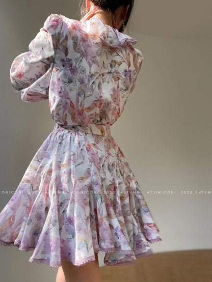 Aconiconi｜Crape Myrtle Floral Feminine Suit