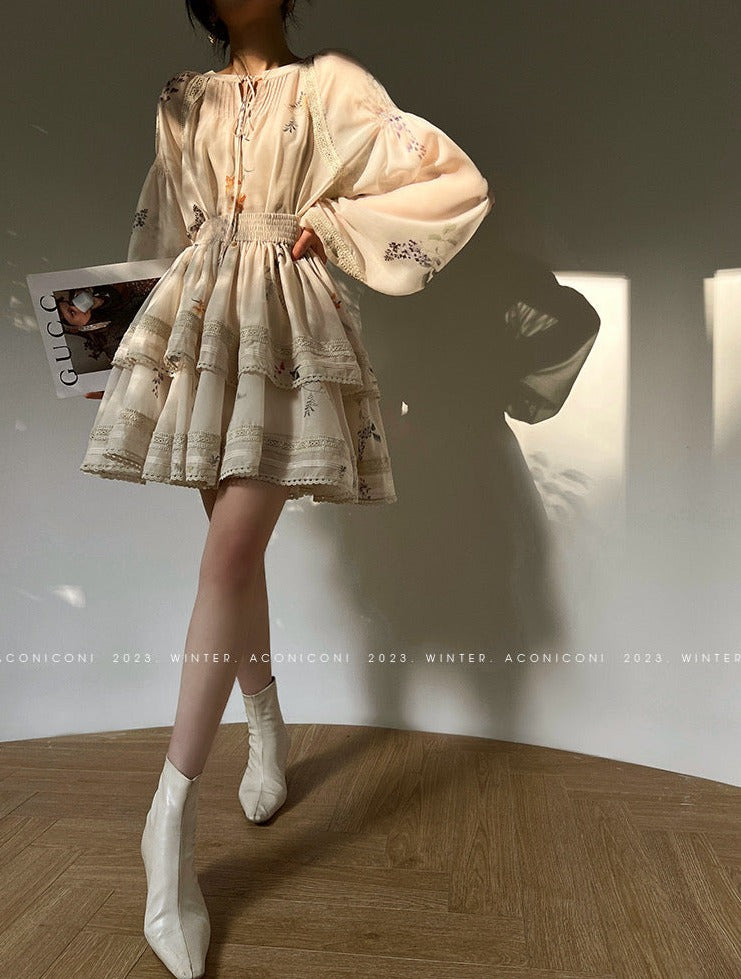 Aconiconi｜Moon Shadow Camellia Skirt Suit