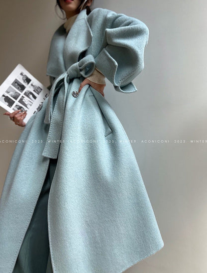 Aconiconi｜Dark Night & Sea Waves Double-Sided Wool Coat