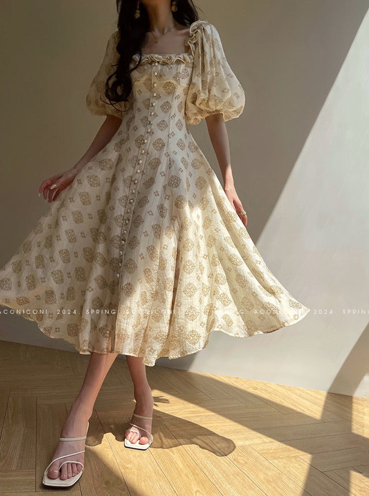 Aconiconi｜Calantha Puff Short-Sleeve Dress