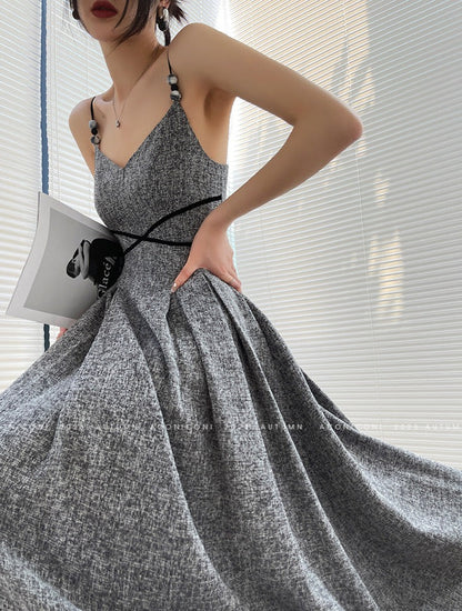 Aconiconi｜Kawashima Girl Elegant Temperament Dress Suit Sling Long Dress