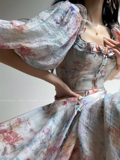 Aconiconi｜Calantha Puff Short-Sleeve Dress