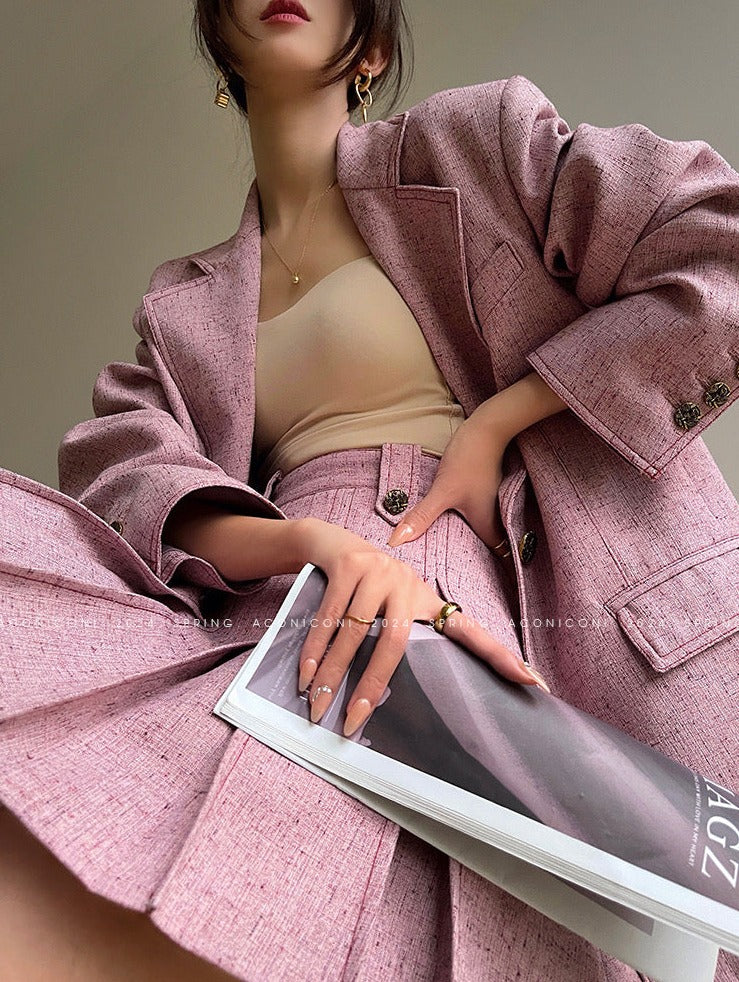 Aconiconi | Pink and Denim Skirt Suit
