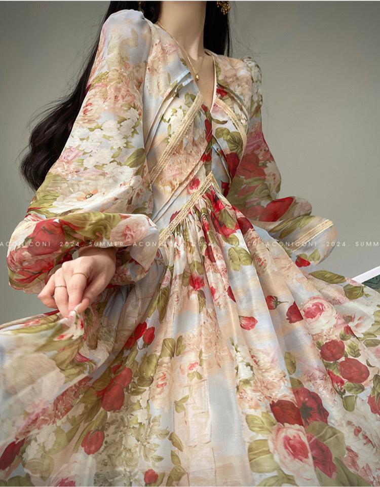 Misty Rose Long Sleeve Long Dress