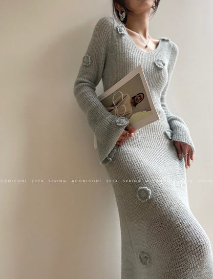 Aconiconi｜Alocasia Knitted Long Dress