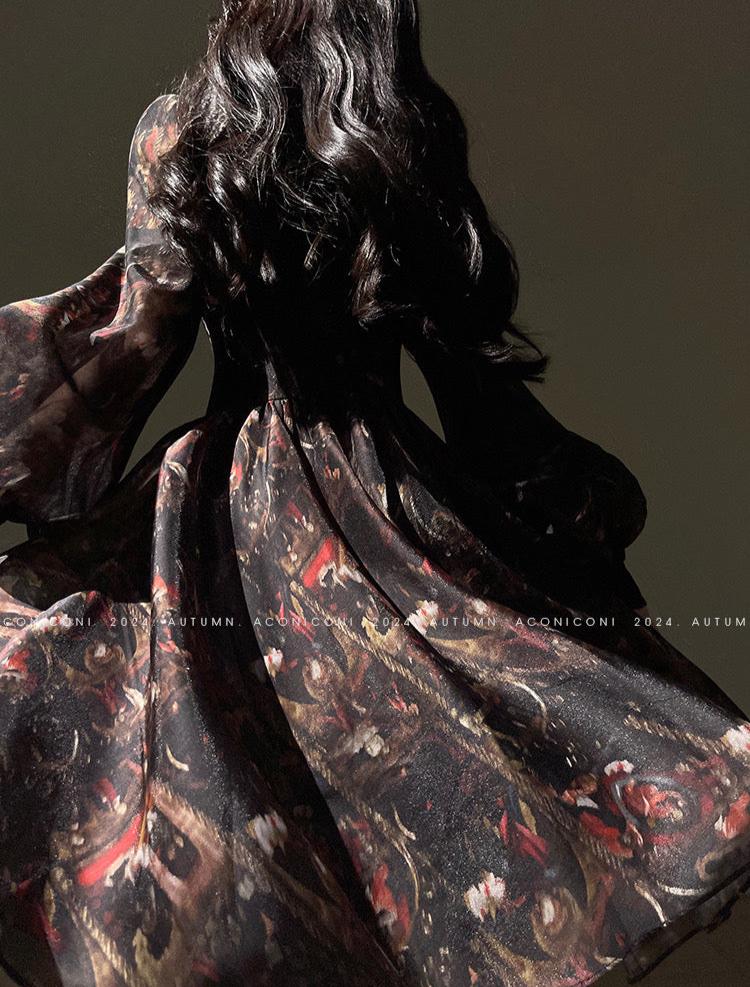 Aconiconi｜Silken Moon Long Sleeve Autumn dress