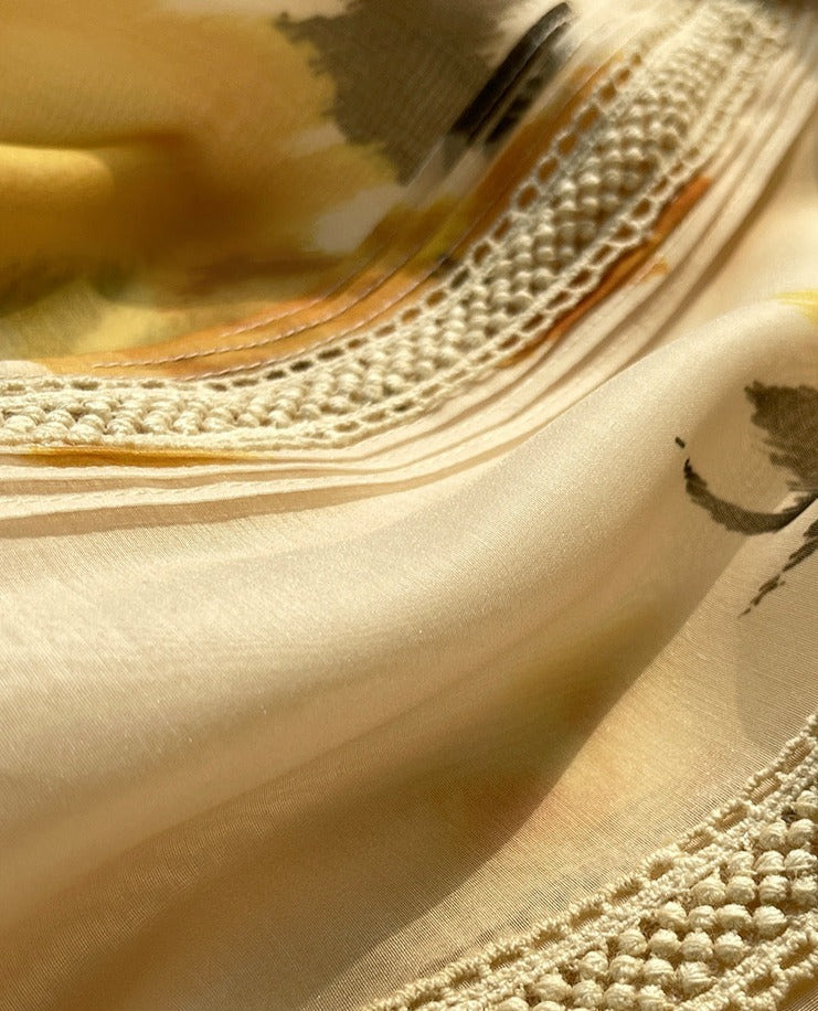 Aconiconi｜Lemon Blossom Printed Lace Skirt Suit