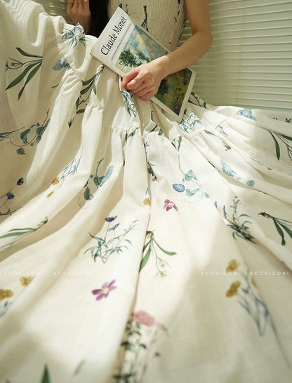 Aconiconi | Ivory Meadow Floral Long Dress