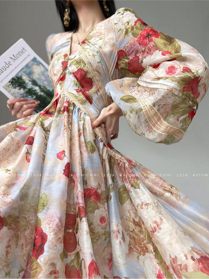 Misty Rose Long Sleeve Long Dress