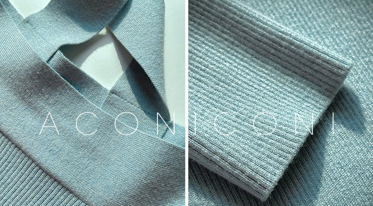 Aconiconi｜Sky Blue Temperament Knitted Dress