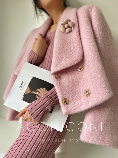Aconiconi｜Sweet Peach Women's Wool Coat