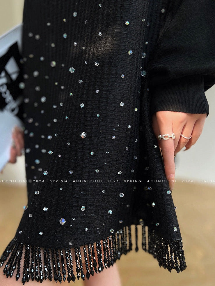 Aconiconi｜Light diamond shimmer wool dress