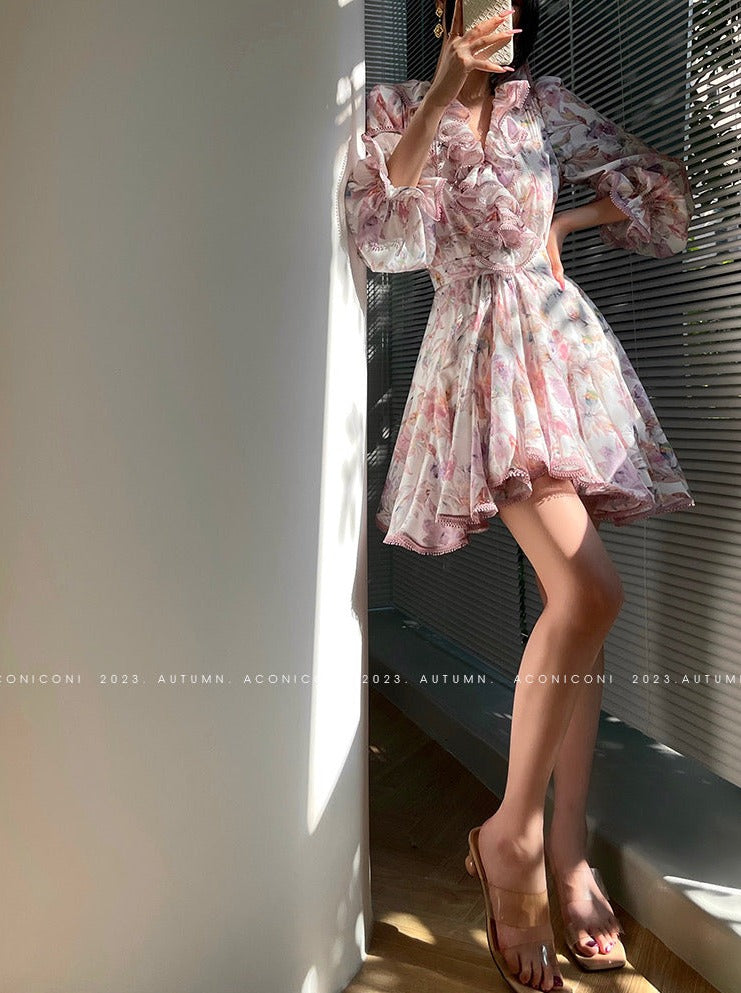 Aconiconi｜Crape Myrtle Floral Feminine Suit