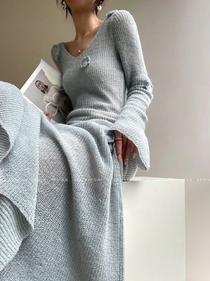 Aconiconi｜Alocasia Knitted Long Dress