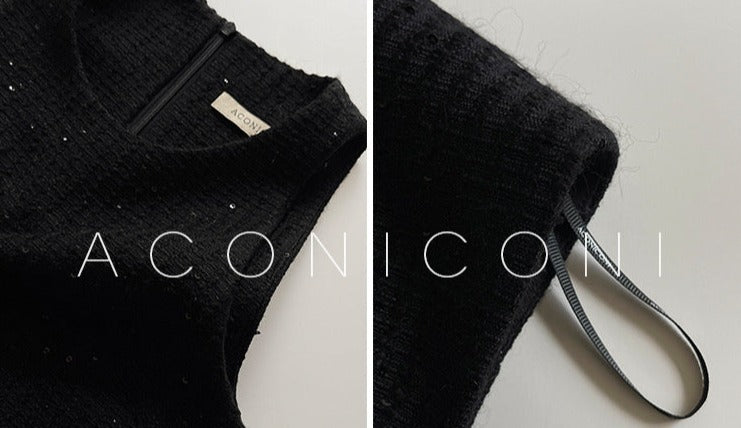 Aconiconi｜Light diamond shimmer wool dress