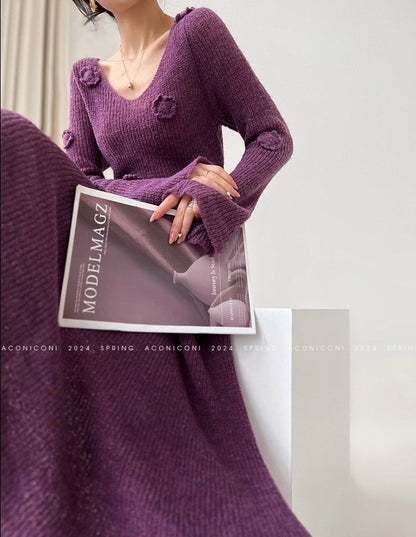 Aconiconi｜Alocasia Knitted Long Dress