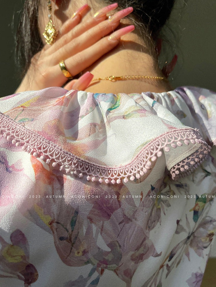 Aconiconi｜Crape Myrtle Floral Feminine Suit