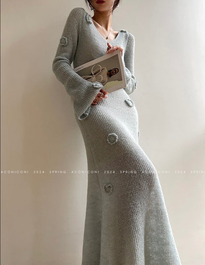 Aconiconi｜Alocasia Knitted Long Dress