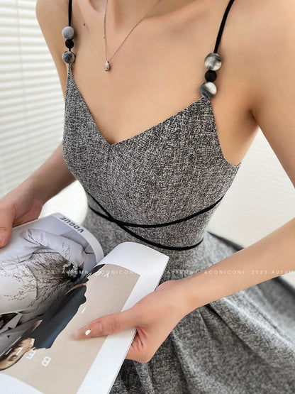 Aconiconi｜Kawashima Girl Elegant Temperament Dress Suit Sling Long Dress