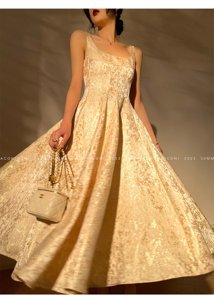 Aconiconi｜Twilight Cloud Gilded French Temperament Light Luxury Dress