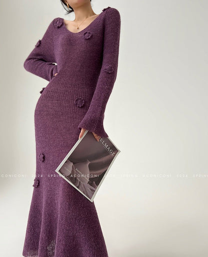 Aconiconi｜Alocasia Knitted Long Dress
