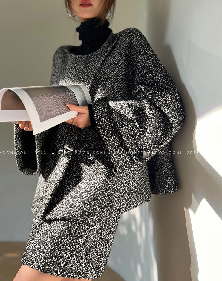 Aconiconi｜Secret Fragrance Tweed wool Skirt Suit