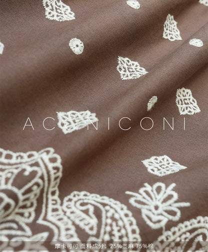 Aconiconi | Mocha Retro Embroidery Skirt Set