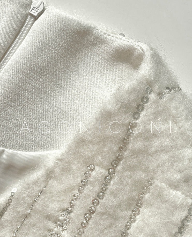 Aconiconi |Lady in Paris Wool V-neck Temperament Dress