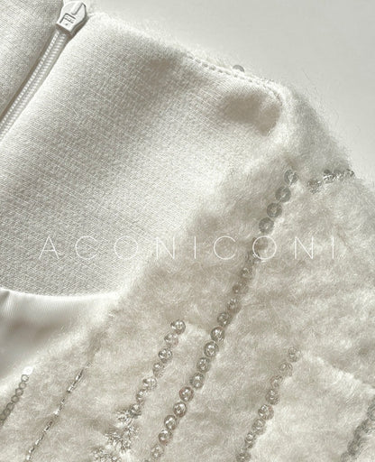 Aconiconi |Lady in Paris Wool V-neck Temperament Dress