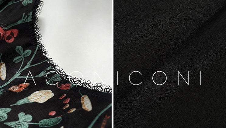 Aconiconi | Nighttime Rose French Retro Dress