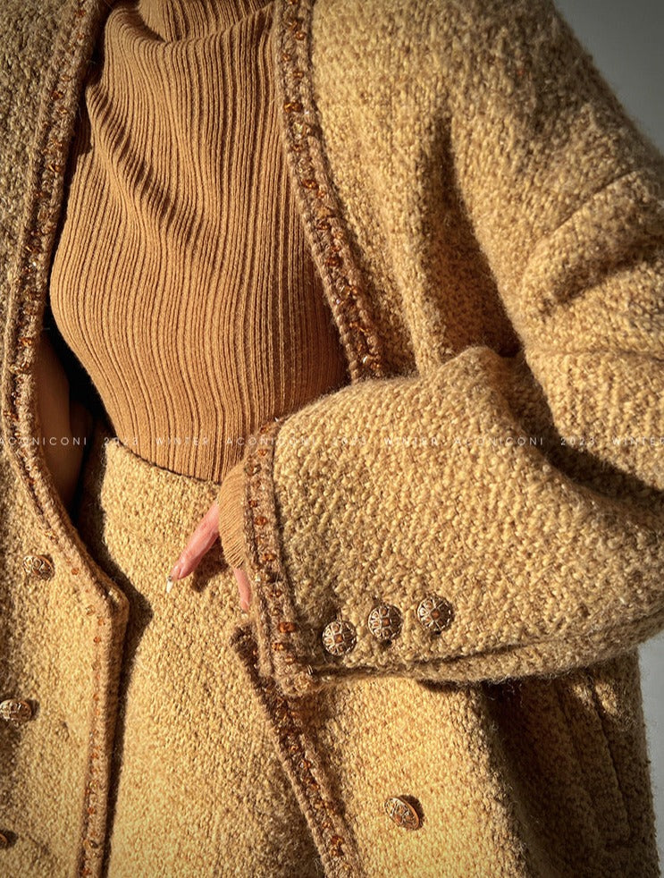 Aconiconi｜Brownie Autumn Wool Retro Skirt Suit