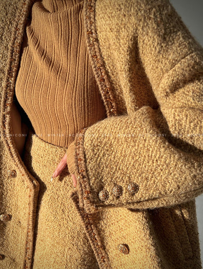 Aconiconi｜Brownie Autumn Wool Retro Skirt Suit