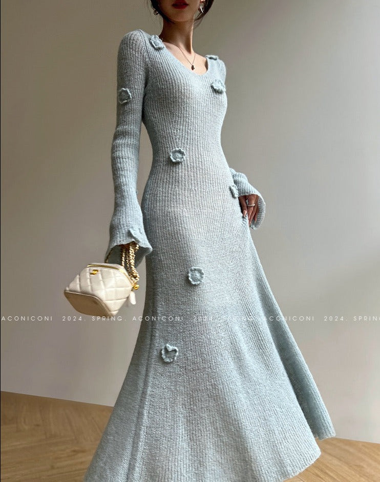 Aconiconi｜Alocasia Knitted Long Dress