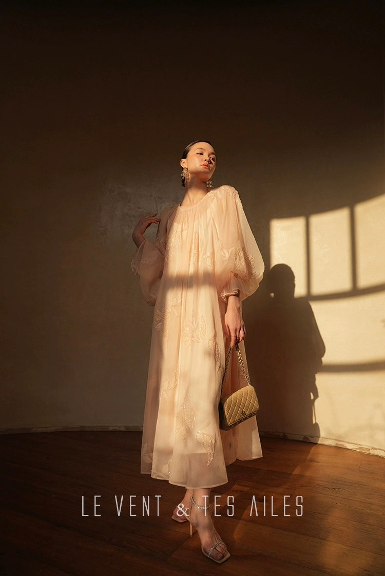 LE VENT & TES AILES | Château Rose Evening Dress